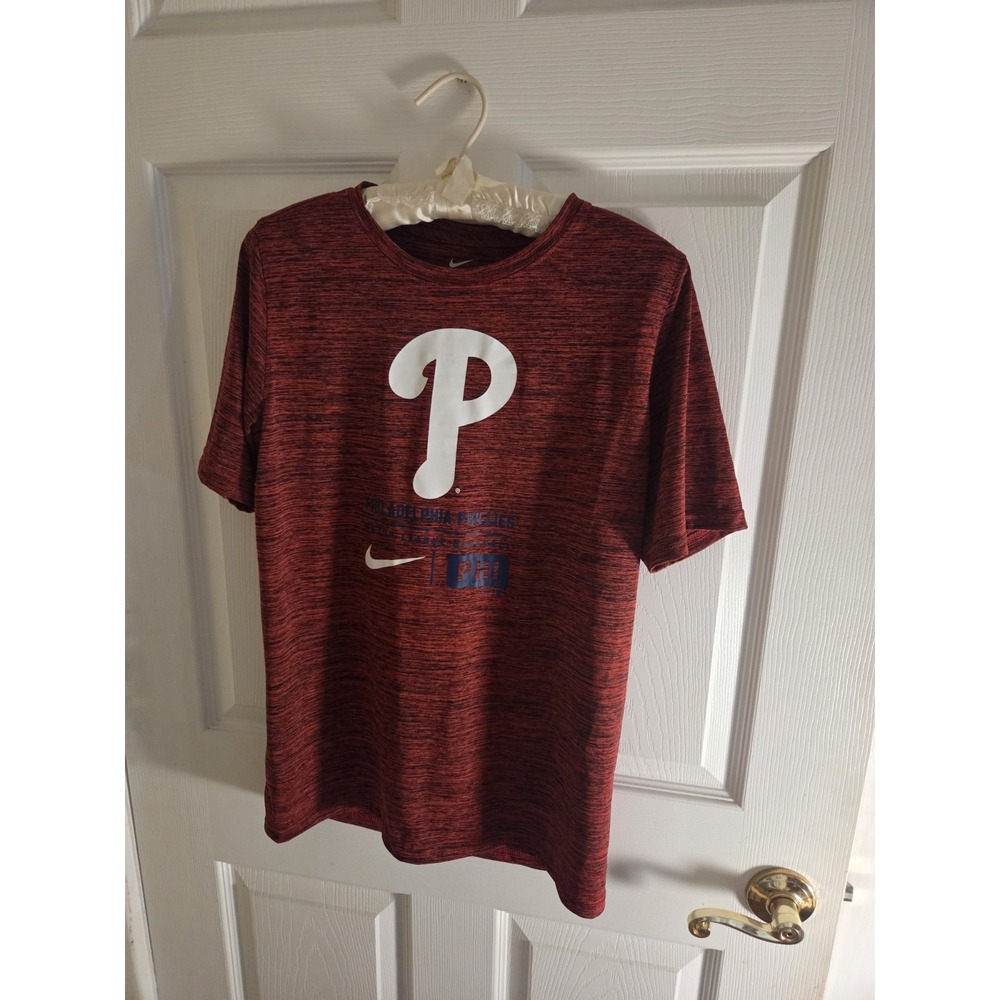 Nike Dri-Fit T-Shirt SZ LG Youth Philadelphia Phillies Red Velocity Performance